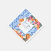 Dat is amore mediterraan blauwe tegels bruidsdouch servet (Hoek)