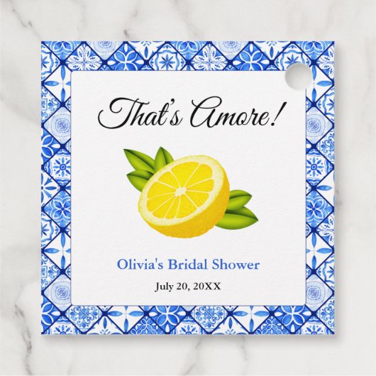 Dat is Amore | Mediterraan citroen Vrijgezellenfee Bedankjes Labels (Achterkant)