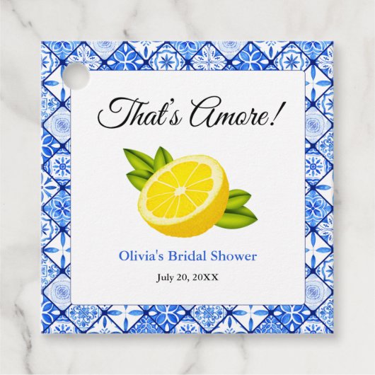 Dat is amore | Mediterrane citroen bruidsdiner Bedankjes Labels (Voorkant)