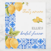 Dat is amore | Mediterrane citroen bruidsdouche Wijn Etiket (Enkel label)