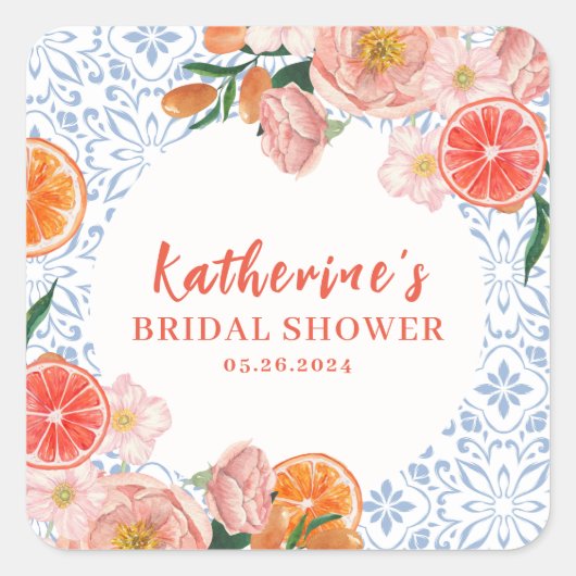 Dat is amore mediterrane citrus Bruids douche Vierkante Sticker (Voorkant)