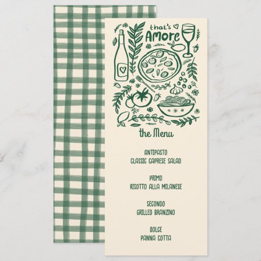 Dat is Amore Menu Handgetekend Italiaans eten (Voorkant / Achterkant)