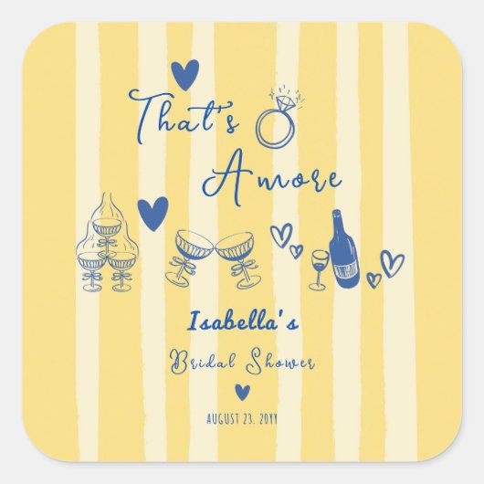 Dat is Amore met de hand getekend bruidsfeest Favo Vierkante Sticker (Voorkant)