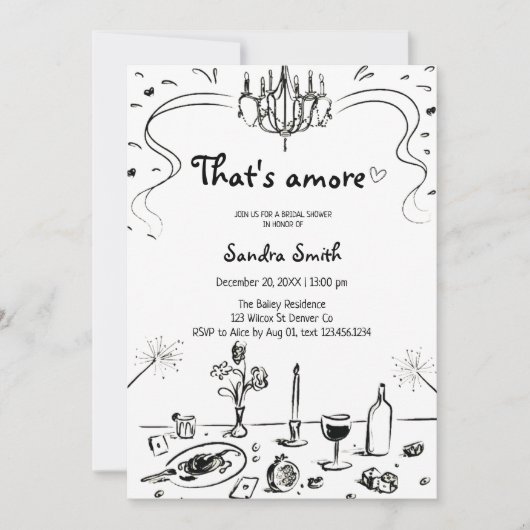 Dat is Amore met de Hand Getekende Bruiloft Feest  Kaart (Voorkant)