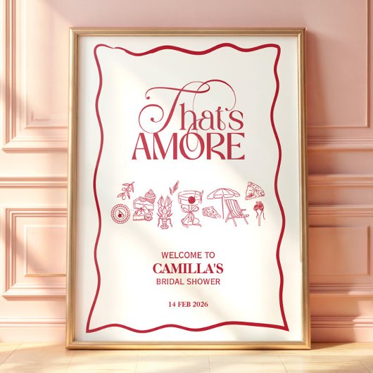 Dat is Amore met de hand getekende bruiloftsuitnod Poster