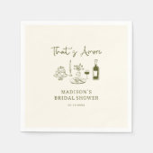 Dat is Amore Olive Green Hand Drawn Vrijgezellenfe Servet (Voorkant)