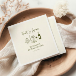 Dat is Amore Olive Green Hand Drawn Vrijgezellenfe Servet