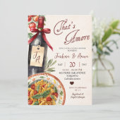 Dat is Amore Pasta en Wijn Bruidsuitnodiging Kaart (Staand voorkant)