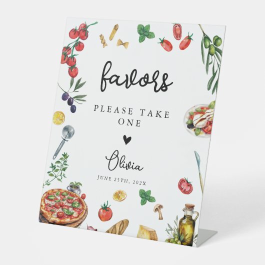 Dat is Amore Pasta Pizza Favorieten Sign gepersona Reclamebord Met Voetstuk (Voorkant)