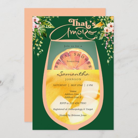 Dat is Amore Peach Fuzz Green Aperol Vrijgezellenf Kaart (Voorkant / Achterkant)