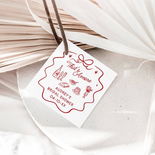 Dat is Amore, Persoonlijke Shower met Rode Doodle Bedankjes Labels