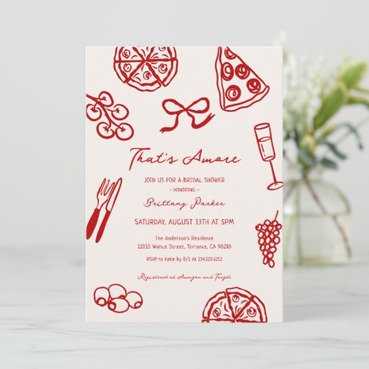 Dat is Amore Pizza Italiaans Vrijgezellenfeest Kaart (Staand voorkant)