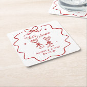 Dat is amore, Red Doodle Gepersonaliseerd Kartonnen Onderzetters (Schuin)