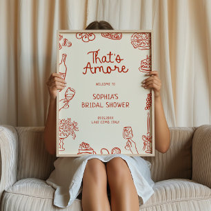 Dat is Amore Red Geïllustreerde Bruidsmeisjesfeest Poster