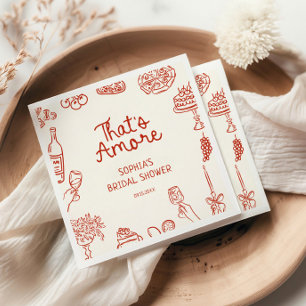 Dat is Amore Red Geïllustreerde Bruidsmeisjesfeest Servet