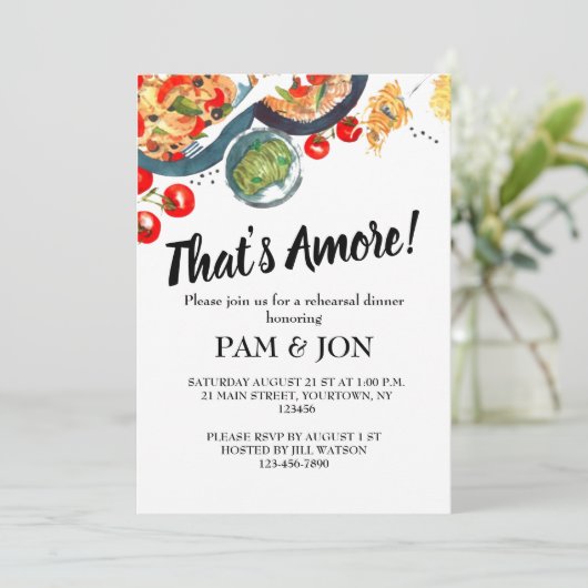 Dat is Amore! Repetitie Brunch Diner Uitnodiging (Staand voorkant)