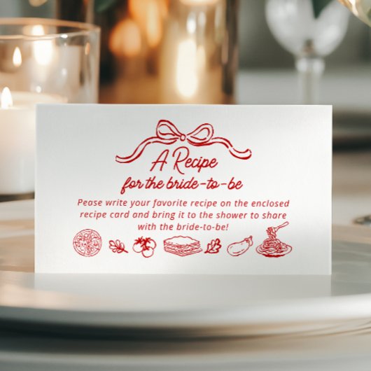Dat is Amore Rode Bruiloft Feest Recept verzoek Informatiekaartje