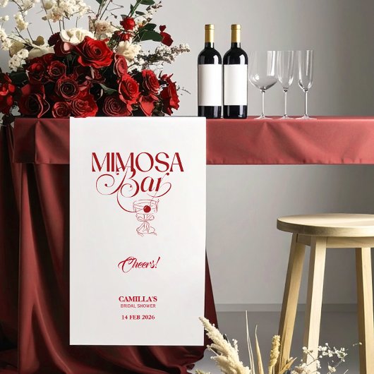 Dat is amore rode bruiloftsborrel Mimosa Bar banne Spandoek