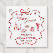 Dat is amore, rode Doodle gepersonaliseerde douche Bedankjes Labels (Voorkant)