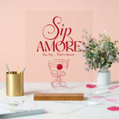 Dat is Amore Rode handgetekende Bruiloftsborrel Acryl Bord (Huwelijk)