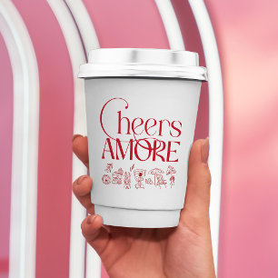 Dat is Amore Rode handgetekende Bruiloftsborrel Papieren Bekers