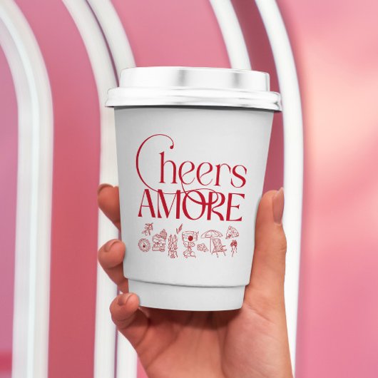 Dat is Amore Rode handgetekende Bruiloftsborrel Papieren Bekers