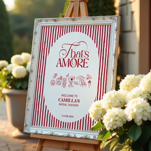Dat is Amore Rode handgetekende Bruiloftsborrel Poster