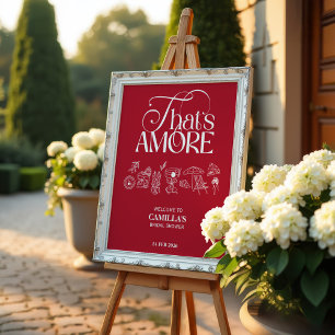 Dat is Amore Rode handgetekende Bruiloftsborrel Poster