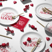 Dat is Amore Rode handgetekende Bruiloftsborrel Servet