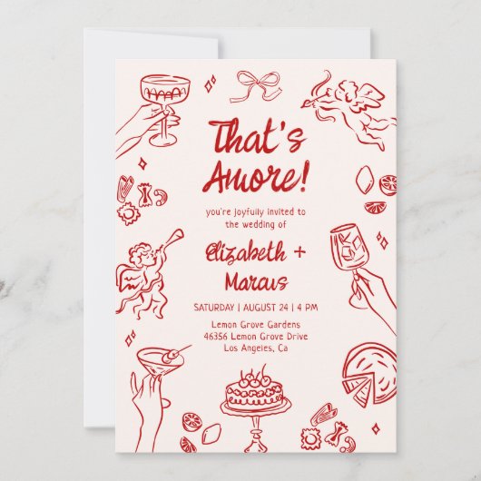 Dat is Amore! Rode Italiaanse bruiloft Kaart (Voorkant)
