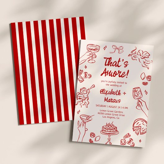 Dat is Amore! Rode Italiaanse bruiloft Kaart