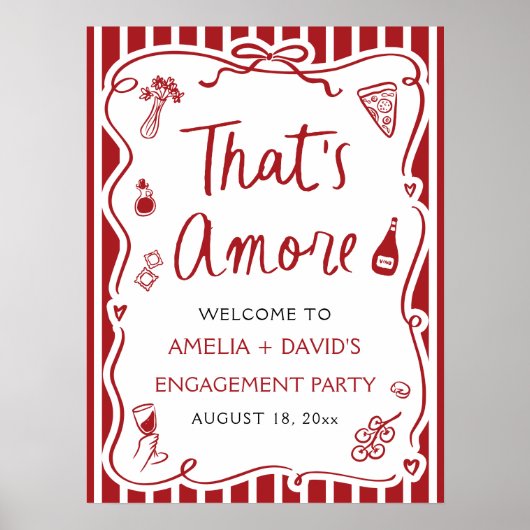 Dat is Amore Rode Italiaanse Verlovingsfeest Welko Poster (Voorkant)