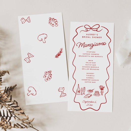 Dat is Amore Rood Doodle Frame Bruiloftsfeest Menu
