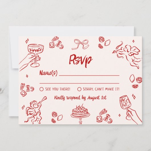 Dat is Amore! Rood Italiaans RSVP Kaart (Voorkant)