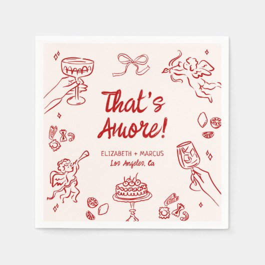 Dat is Amore! Rood Italiaans Verloving Servet (Voorkant)