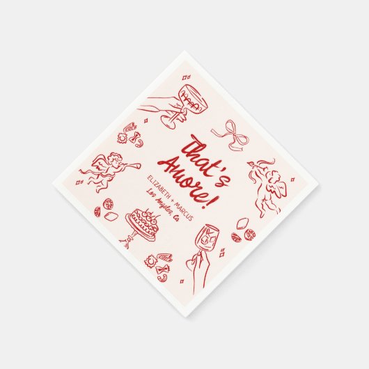 Dat is Amore! Rood Italiaans Verloving Servet (Hoek)