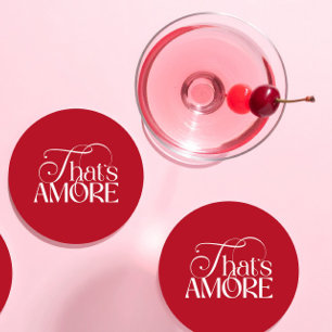 Dat is Amore Rood Schrift Bruiloftsfeest Ronde Kartonnen Onderzetter