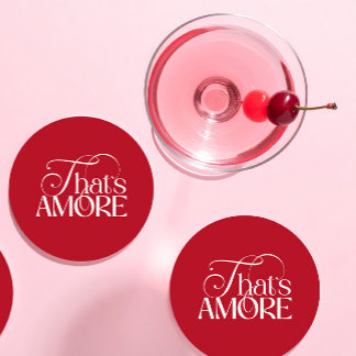 Dat is Amore Rood Schrift Bruiloftsfeest Ronde Kartonnen Onderzetter