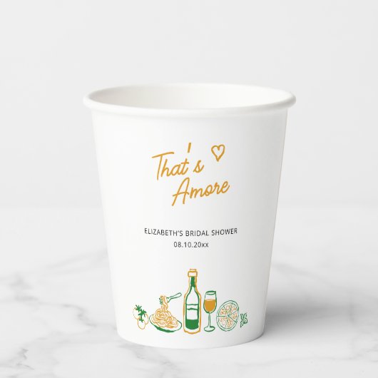 Dat is amore! Rustieke Italiaanse bruidsdouche Papieren Bekers (Achterkant)