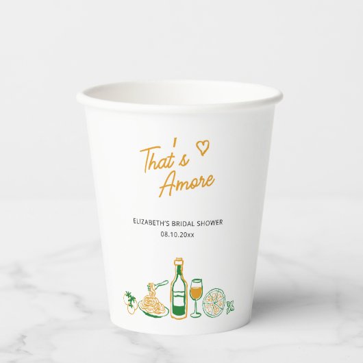 Dat is amore! Rustieke Italiaanse bruidsdouche Papieren Bekers (Voorkant)