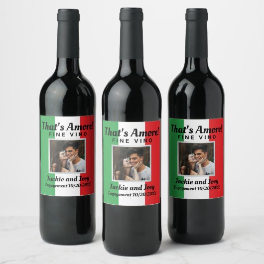 Dat is Amore. Speciaal foto Italiaanse vlag Wijn Etiket (Flessen)