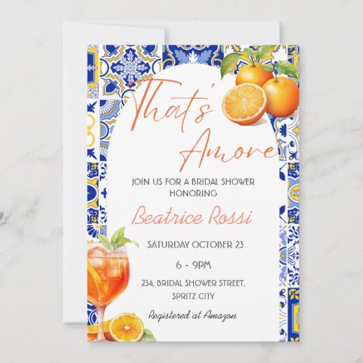 Dat is Amore Spritz Citrus Vrijgezellenfeest Kaart (Voorkant)