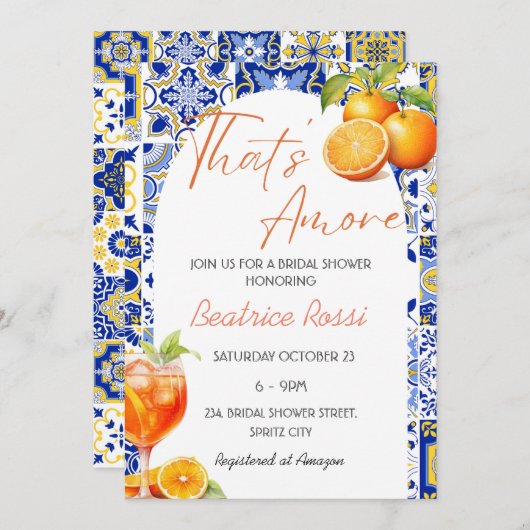 Dat is Amore Spritz Citrus Vrijgezellenfeest Kaart (Voorkant / Achterkant)