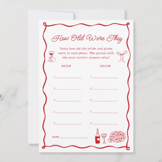 Dat is Amore Vrijgezellenfeest Guess de Age Game K Kaart (Voorkant)