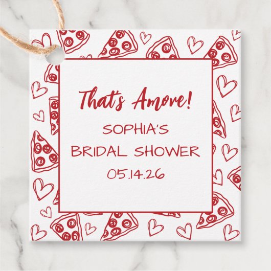 Dat is Amore Vrijgezellenfeest Hand Drawn Pizza Re Bedankjes Labels (Voorkant)