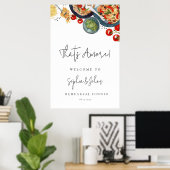Dat is Amore! Waterverf Italiaans eten welkomstbor Poster (Thuiskantoor)