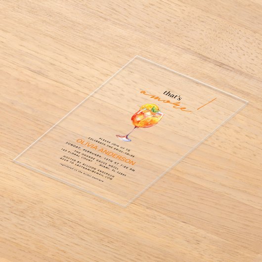 Dat is Amore Waterverf Spritz Vrijgezellenfeest Acryl Uitnodigingen (Laagn)