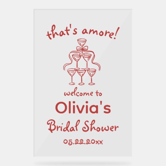 Dat is Amore Whimsical Bruidsfeestje Acryl Bord (Voorkant)