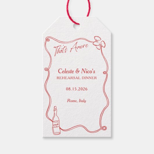 Dat is Amore Whimsical Italiaans proefdinermenu Cadeaulabel (Voorkant)