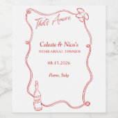 Dat is Amore Whimsical Italiaans proefdinersdiner Wijn Etiket (Enkel label)